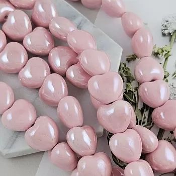 Бусина сердце 17х15 мм, розовый, керамика (5502-РОЗ) купить с доставкой по России | Интернет-магазин Viva Beads