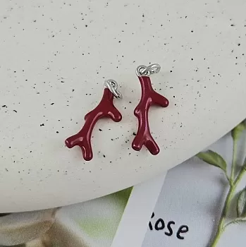 Подвеска Веточка коралла 18.3х7х2.2 мм родиевое покрытие, красная эмаль (9861-Р) купить с доставкой по России | Интернет-магазин Viva Beads