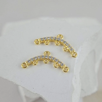 Коннектор Дуга 21.2х9.5 мм, 5 петель, с фианитами, позолота 18К (9620-З) купить с доставкой по России | Интернет-магазин Viva Beads