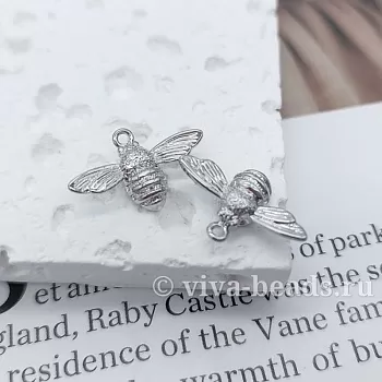 УЦЕНКА Подвеска Пчелка 11.5x17x4.5 мм родиевое покр. (5654-Р-УЦ) купить с доставкой по России | Интернет-магазин Viva Beads