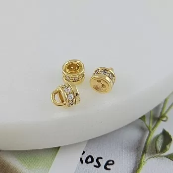 1 шт. Концевик 5.8х5.5 мм для тросика, с фианитами, позолота 14К (9876-З) купить с доставкой по России | Заказать в интернет-магазине Viva Beads
