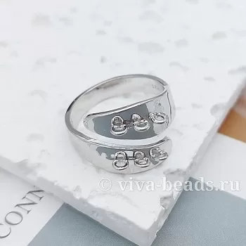 Основа для кольца с петельками свободный размер род. покр. (6725-Р) купить с доставкой по России | Интернет-магазин Viva Beads