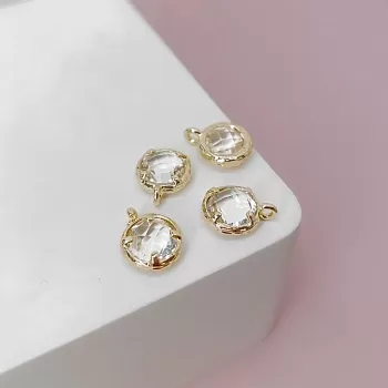 Подвеска круглая с фианитом 9.5х7.4 мм позолота 14к (7596-БЗ)