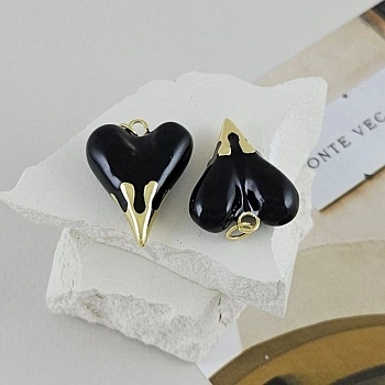 Подвеска Сердце 25.3x19.4х8.3 мм черная эмаль, позолота 14К (9587-ЧЕР-З) купить с доставкой по России | Интернет-магазин Viva Beads