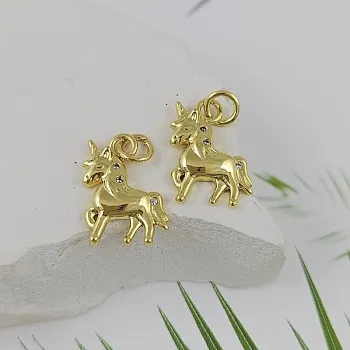 Подвеска Единорог 15.6x11 мм с фианитами, позолота 14К (9989-З) купить с доставкой по России | Интернет-магазин Viva Beads