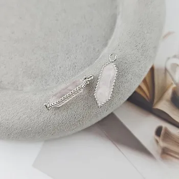 УЦЕНКА Подвеска шестиугольник 21.4х7х4.7 мм с розовым кварцем, родиевое покрытие (9246-РК-Р-УЦ) для бижутерии купить с доставкой по России | Интернет‑магазин Viva Beads