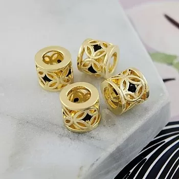 Бусина разделитель с фианитами 7.4х8.3 мм, позолота 14К (9804-З) купить с доставкой по России | Интернет-магазин Viva Beads