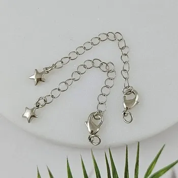 Замок лобстер 10 мм с удлинителем и подвеской Звезда, родиевое покр. (6327-10-Р) купить в Воронеже | Заказать в интернет-магазине Viva Beads
