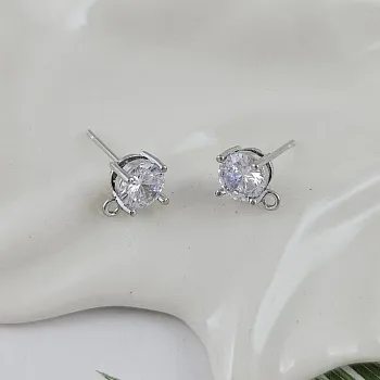 пара Швензы пуссеты с фианитом 9.7х7.5 мм родиевое покрытие (10008-7-Р) швензы для серег купить с доставкой по России | Интернет-магазин Viva Beads