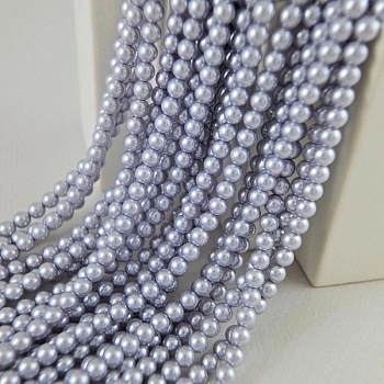 Нить 19 см Жемчуг Майорка 4 мм серо-сиреневый, гладкий шар (9621-4) купить с доставкой по России | Интернет-магазин Viva Beads