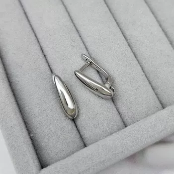 Швензы с замком Капля 16х5 мм родиевое покр. (5380-Р) швензы для серег купить с доставкой по России | Интернет-магазин Viva Beads