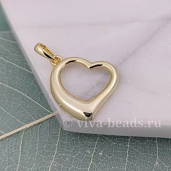 Подвеска Сердце 18х20 мм позолота 14к (6297-З) купить с доставкой по России | Интернет-магазин Viva Beads