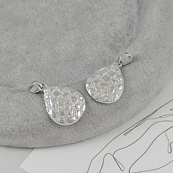 Подвеска в форме капли 19.4х14 мм, родиевое покрытие (9556-Р) купить с доставкой по России | Интернет-магазин Viva Beads