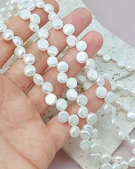 Нить 18.5 см Жемчуг натур. речной барокко с боковым отверстием 6-7 мм белый  АА (8073) купить в #REGION_P# | Заказать в интернет-магазине Viva Beads
