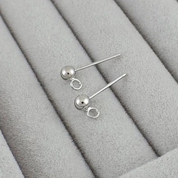 Пуссеты гвоздики Шарик 4 мм родиевое покр. (7840-Р) швензы для серег купить с доставкой по России | Интернет-магазин Viva Beads