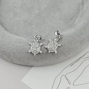 Подвеска Черепаха 16.5x10 мм с фианитами родиевое покрытие (9488-Р) купить с доставкой по России | Интернет-магазин Viva Beads