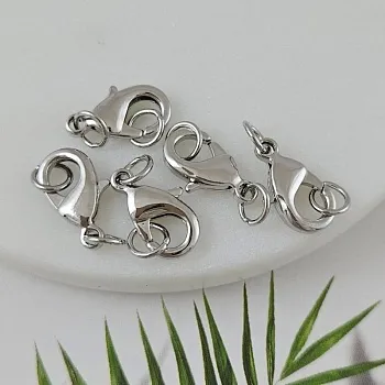 Замок лобстер 15 мм родиевое покрытие (7309-Р) замок для украшений купить с доставкой по России | Интернет-магазин Viva Beads