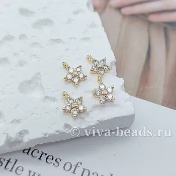 Подвеска Цветок с фианитами 6.5x5 мм позолота 14к (7163-З) Подвеска Цветок с фианитами 6.5x5 мм позолота 14к (7163-З)