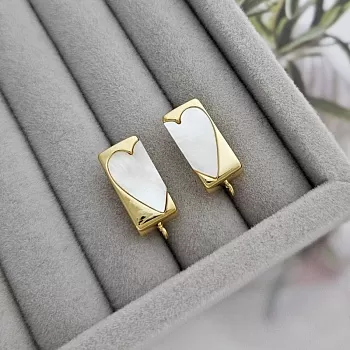 Швензы с перламутром Сердце 20х8.5 мм позолота (8841-З) швензы для серег купить с доставкой по России | Интернет-магазин Viva Beads