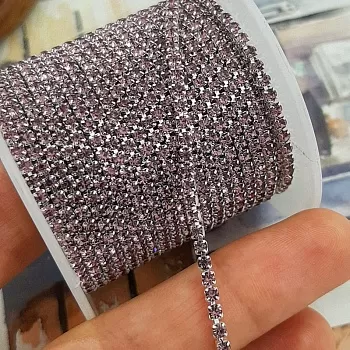 50 см Стразовая цепь 2 мм аметист, серебро (3333-AS) купить с доставкой по России | Интернет-магазин Viva Beads