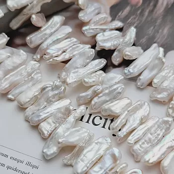 1 шт. Жемчуг бива натуральный речной 15-34х6-9 мм А белый (8577)  купить в #REGION_P# | Заказать в интернет-магазине Viva Beads
