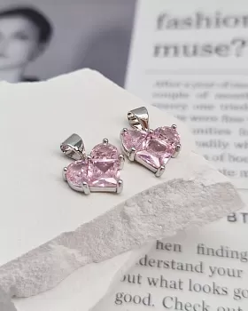 Подвеска Сердце 12 мм с фианитами, розовый, родиевое покр. (8338-РР) Подвеска Сердце 12 мм с фианитами, розовый, родиевое покр. (8338-РР)