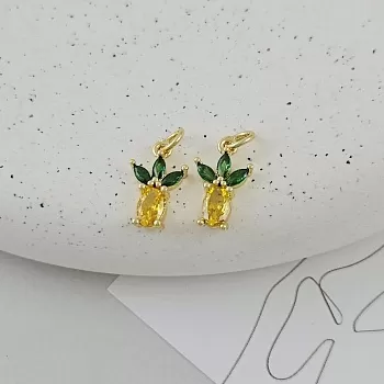 Подвеска Ананас 15х8.7 мм с фианитами позолота 14К (7499-З) Подвеска Ананас 15х8.7 мм с фианитами позолота 14К (7499-З)