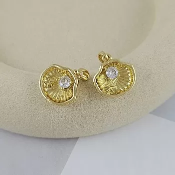 Подвеска кулон Ракушка 15x14.7 мм с фианитом, позолота 18К (9858-З) купить с доставкой по России | Интернет-магазин Viva Beads