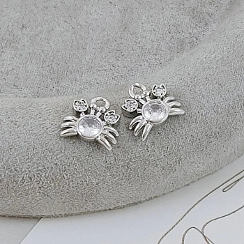 Подвеска Краб 9.8x10.6 мм с фианитами родиевое покрытие (9522-Р)