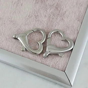 УЦЕНКА Замок карабин Сердце 25.6х21.5 мм родиевое покрытие (9160-Р-УЦ)