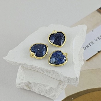 Подвеска Сердце 15х13 мм с лазуритом, позолота 14К (7038-13-З) купить с доставкой по России | Интернет-магазин Viva Beads