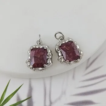 УЦЕНКА Подвеска 16.3х13.5 мм с кристаллом кракле, бордовый, родиевое покрытие (6809-БОРР-УЦ) купить с доставкой по России | Интернет-магазин Viva Beads