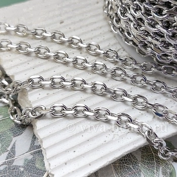 10 см Цепь 4.4 мм /толщина/ родиевое покр. (6913-Р) купить в Воронеже | Заказать в интернет-магазине Viva Beads
