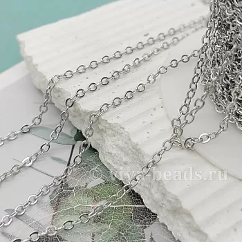 50 см Цепь тонкая 2 мм / толщина / родиевое покрытие (6672/2-Р) купить в Воронеже | Заказать в интернет-магазине Viva Beads
