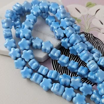 1 шт. Бусина Цветок 10х11х8 мм голубой, керамика (9796-Г) купить с доставкой по России | Интернет-магазин Viva Beads