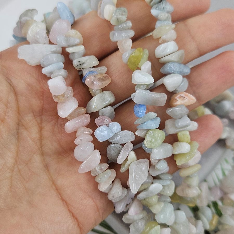 Нить 39 см Берилл / морганит / крошка 5-8 мм (7618) для бижутерии купить с доставкой по России | Интернет‑магазин Viva Beads
