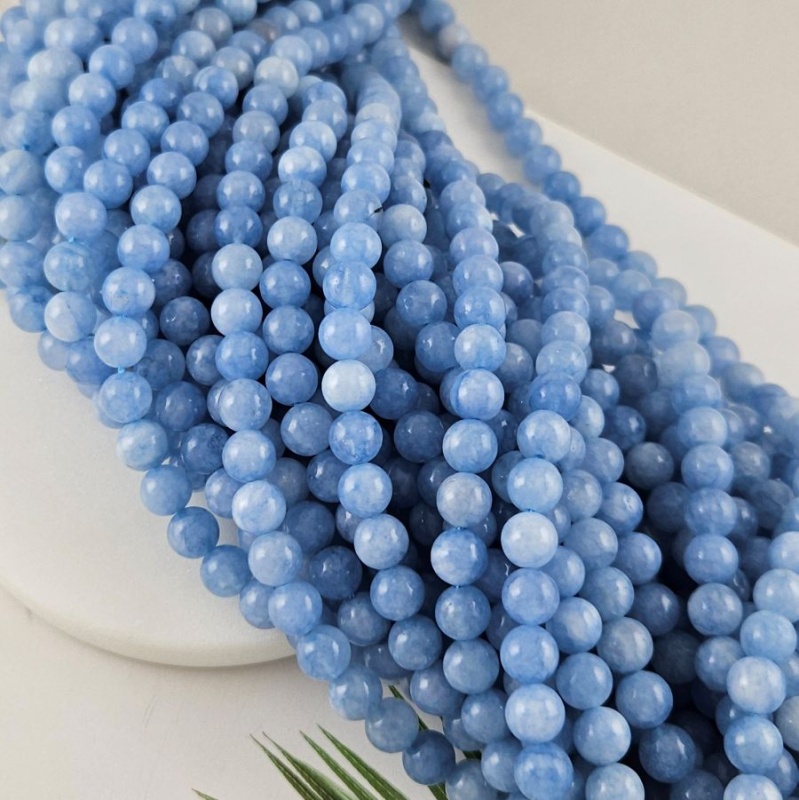 Нить 37 см Кварц тонированный 8-8.2 мм гладкие бусины, голубой  (10026-8) купить в Воронеже | Заказать в интернет-магазине Viva Beads
