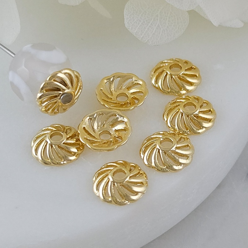 1 шт. Шапочка для бусин 8 мм, позолота 14К (10217-З) купить с доставкой по России | Заказать в интернет-магазине Viva Beads
