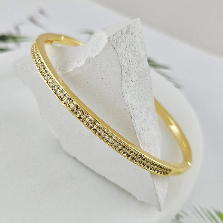 Браслет жесткий 63х55х3.8 мм, позолота 14К (10032-З) купить с доставкой по России | Интернет-магазин Viva Beads