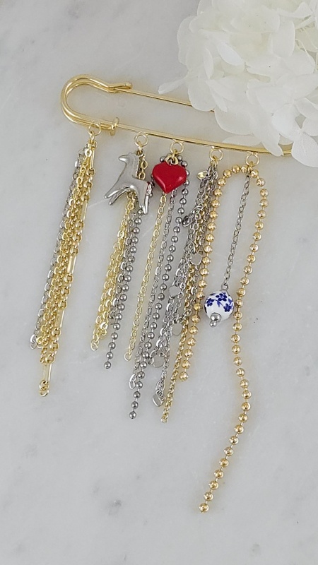 Русский стиль — набор материалов для создания актуальной броши с цепями (НАБОР-77) купить с доставкой по России | Интернет-магазин Viva Beads