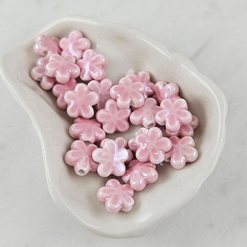 УЦЕНКА 1 шт. Бусина Цветок 11х12 мм розовый, керамика (6478-11-РОЗ-УЦ)