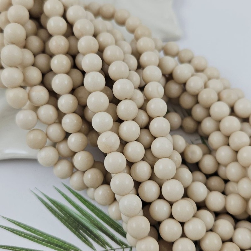 Нить 37 см Говлит натуральный 6.5-6.8 мм, бусина гладкий шар (9996-6) купить в Воронеже | Заказать в интернет-магазине Viva Beads
