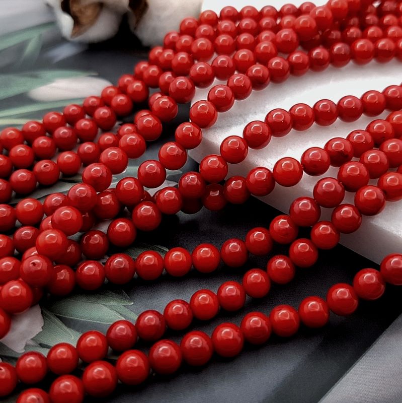 1/2 нити Коралл красный 4,5 мм тонированный (2960) купить в Воронеже | Заказать в интернет-магазине Viva Beads
