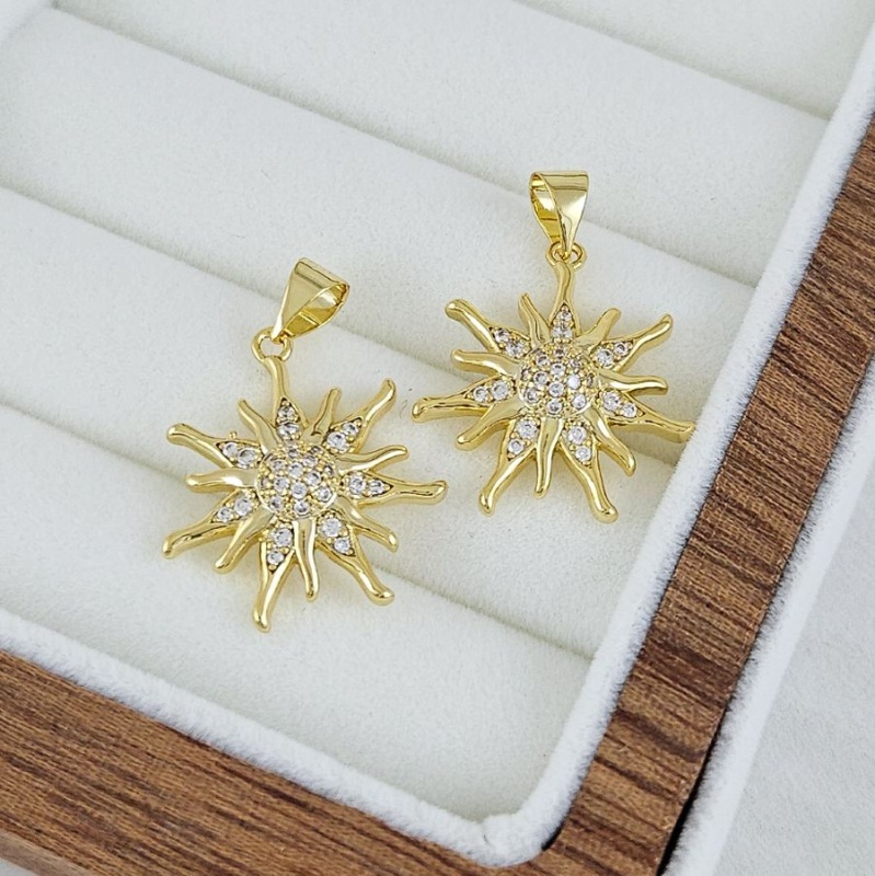 Подвеска Солнце 20х18 мм с фианитами, позолота 14К (4713-18-З) купить с доставкой по России | Интернет-магазин Viva Beads