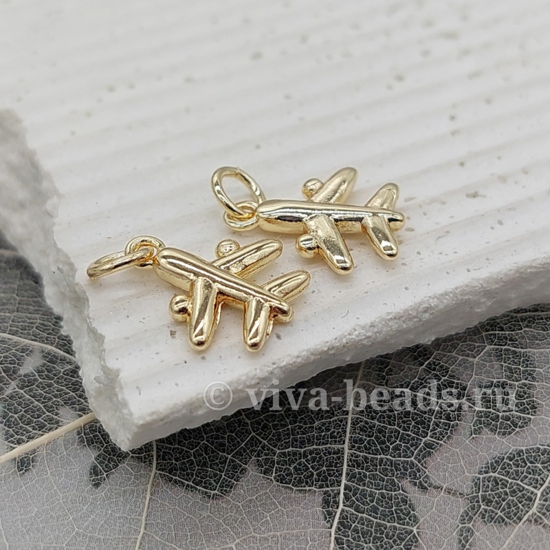 УЦЕНКА Подвеска Самолет 14х11 мм позолота 14к (6651-З-УЦ)