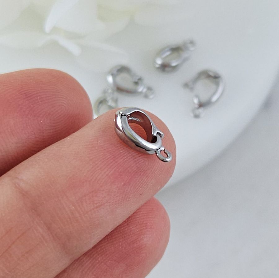 Бейл разъемный гладкий 10х3.2x5.4 мм, внутренний размер 4.3х3.2 мм, родиевое покрытие (10215-Р) купить с доставкой по России | Интернет-магазин Viva Beads