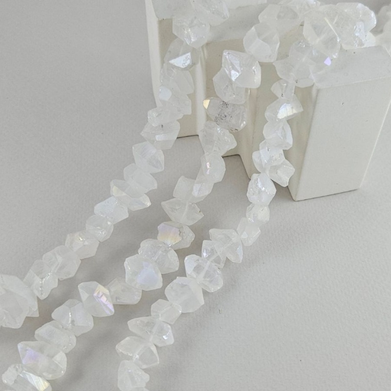 УЦЕНКА 1 шт. Кварц натуральный 14-18х8-10х6-11 мм бусина фри форм с крупными гранями, белый АВ (9570-БЕЛАВ-УЦ)