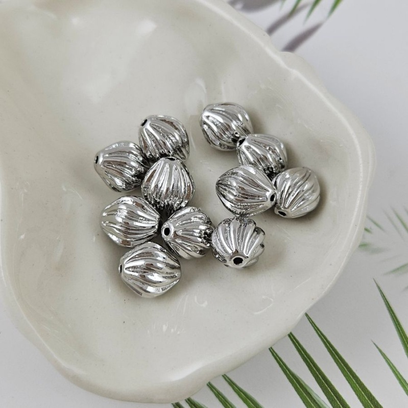 1 шт. Бусина разделитель 10х9 мм волнистая, родиевое покрытие (9997-Р) купить в Воронеже | Заказать в интернет-магазине Viva Beads
