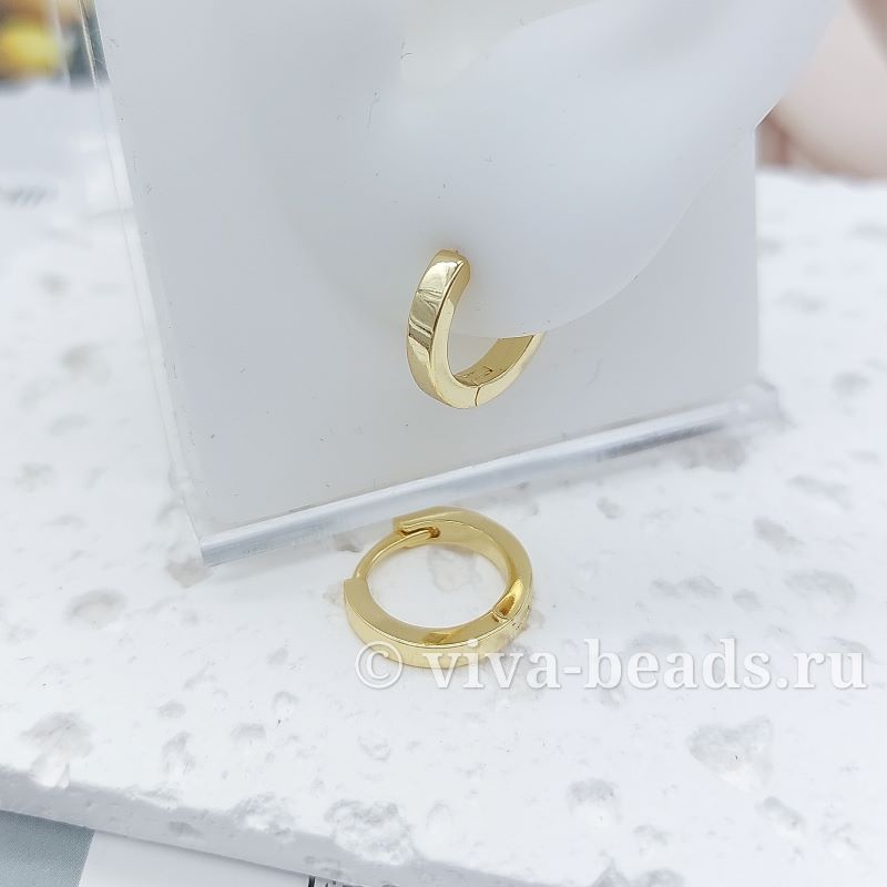 УЦЕНКА Серьги кольца, бублики, конго 14х2.5 мм позолота (7147-З-УЦ)