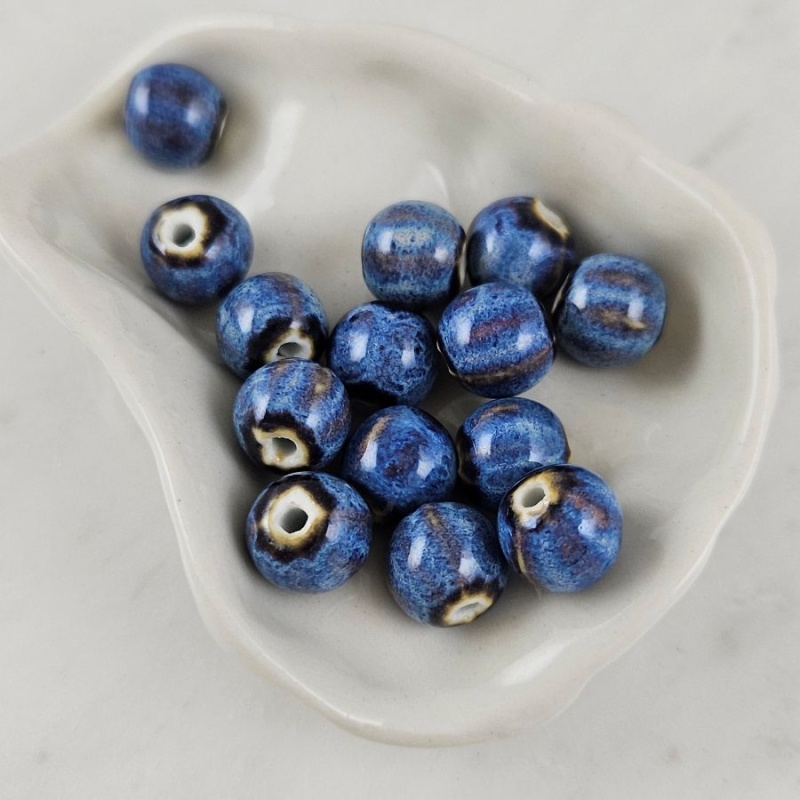 1 шт. Бусина керамическая 10-11 мм синий (10128-СИН) купить с доставкой по России | Интернет-магазин Viva Beads